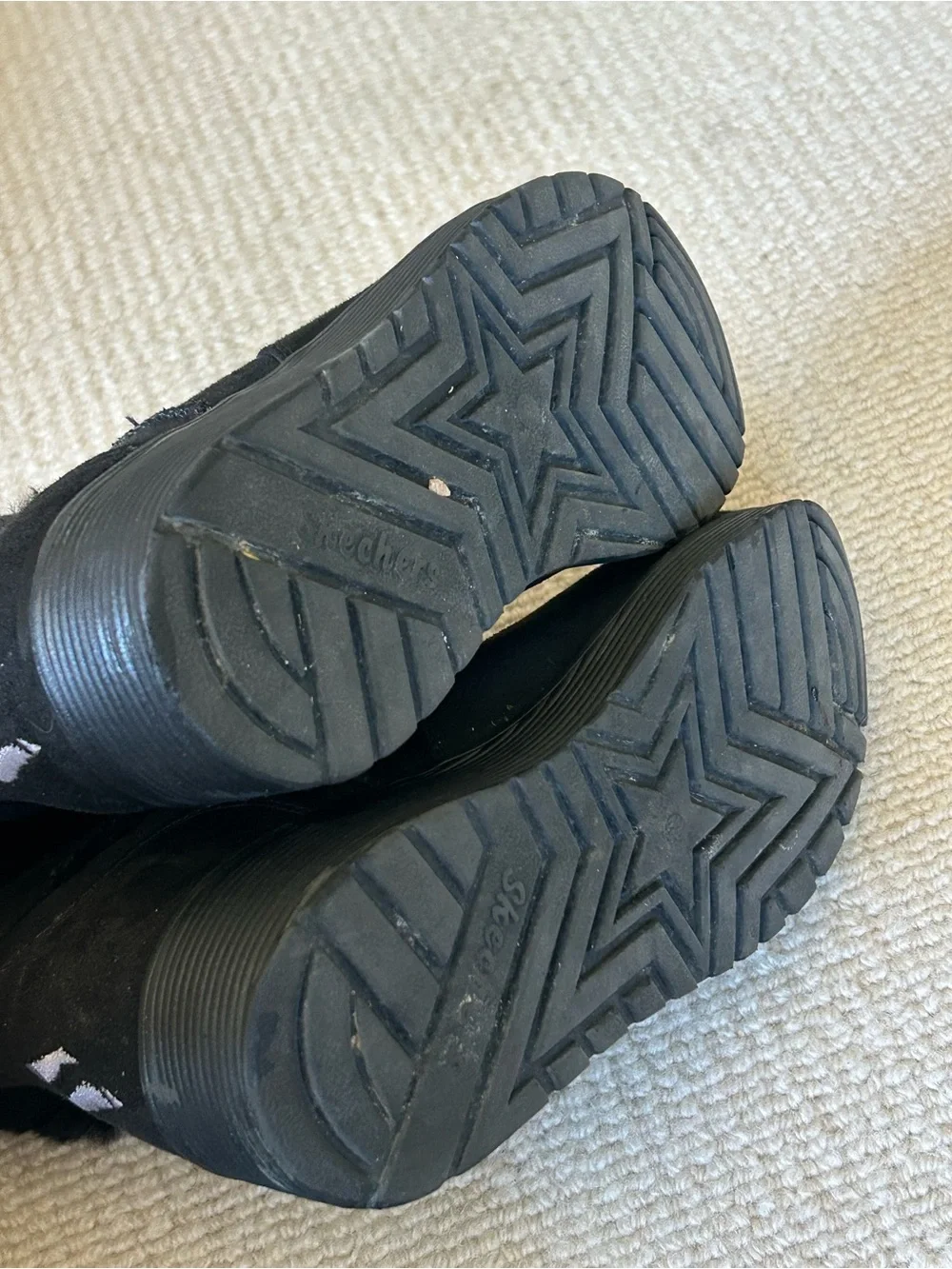 Skechers Black Faux Fur Trim Kids Winter Boots